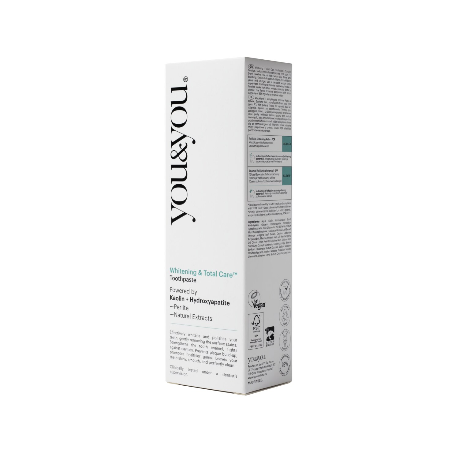 you&you toothpaste carton with clinical data